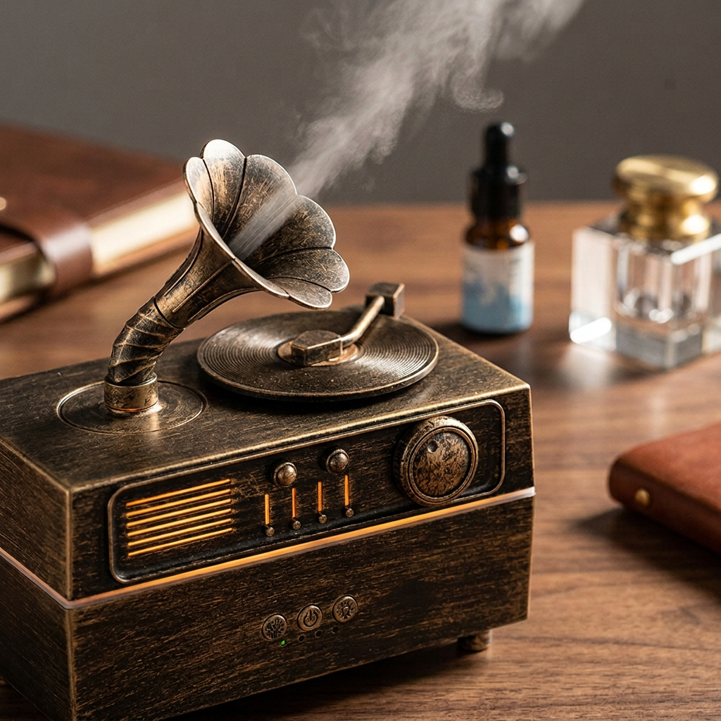 Ambiance Retro - Difusor de Aromaterapia con Altavoz Bluetooth y Control Remoto