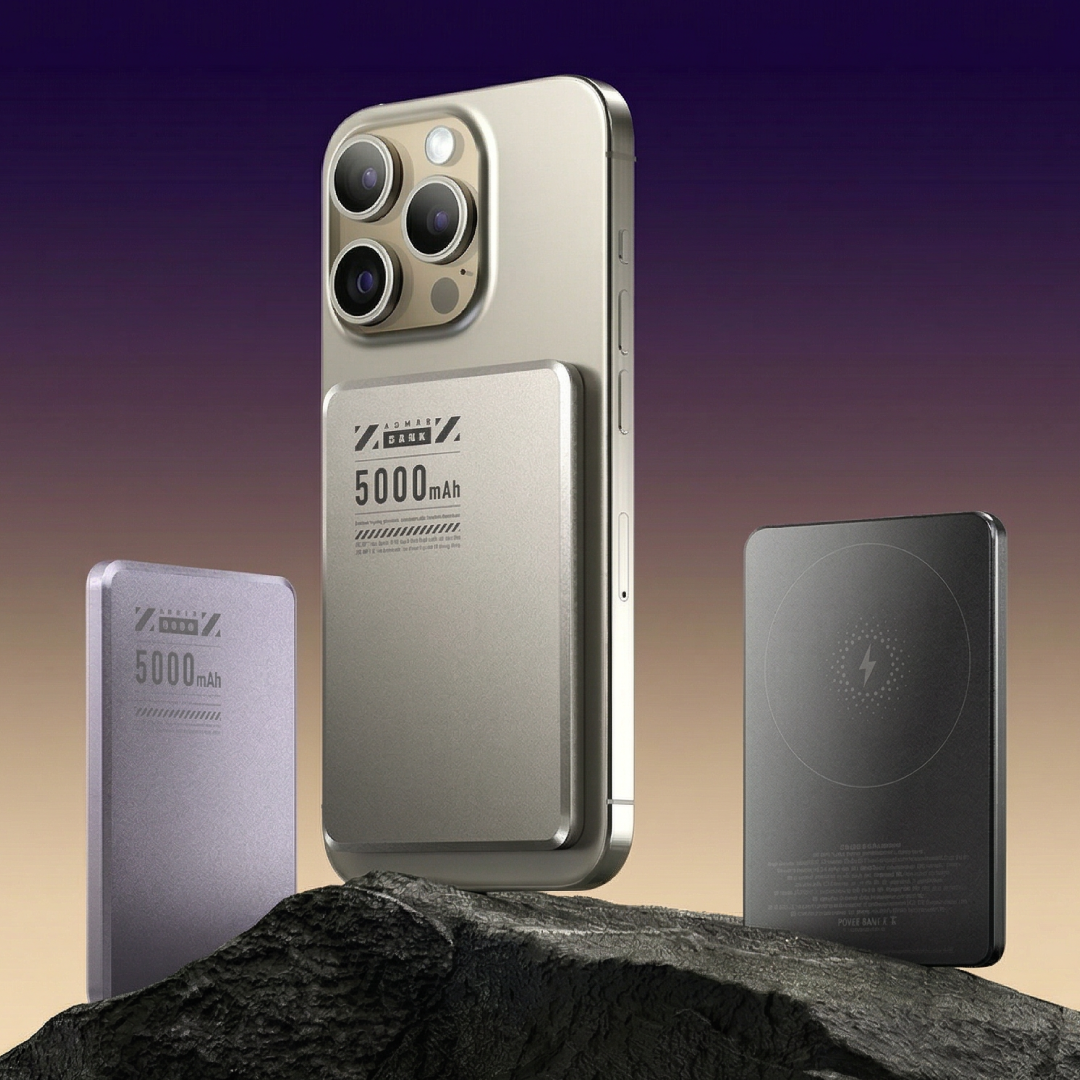 Power Bank Ultra Delgado Magnético 5000mAh - Carga Inalámbrica para iPhone 12/13/14/15/16/17
